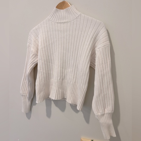 ZAFUL Women's Mock Neck Sweater Long Sleeve Ribbed Knit Basic Cropped Pullover - Picture 3 of 5